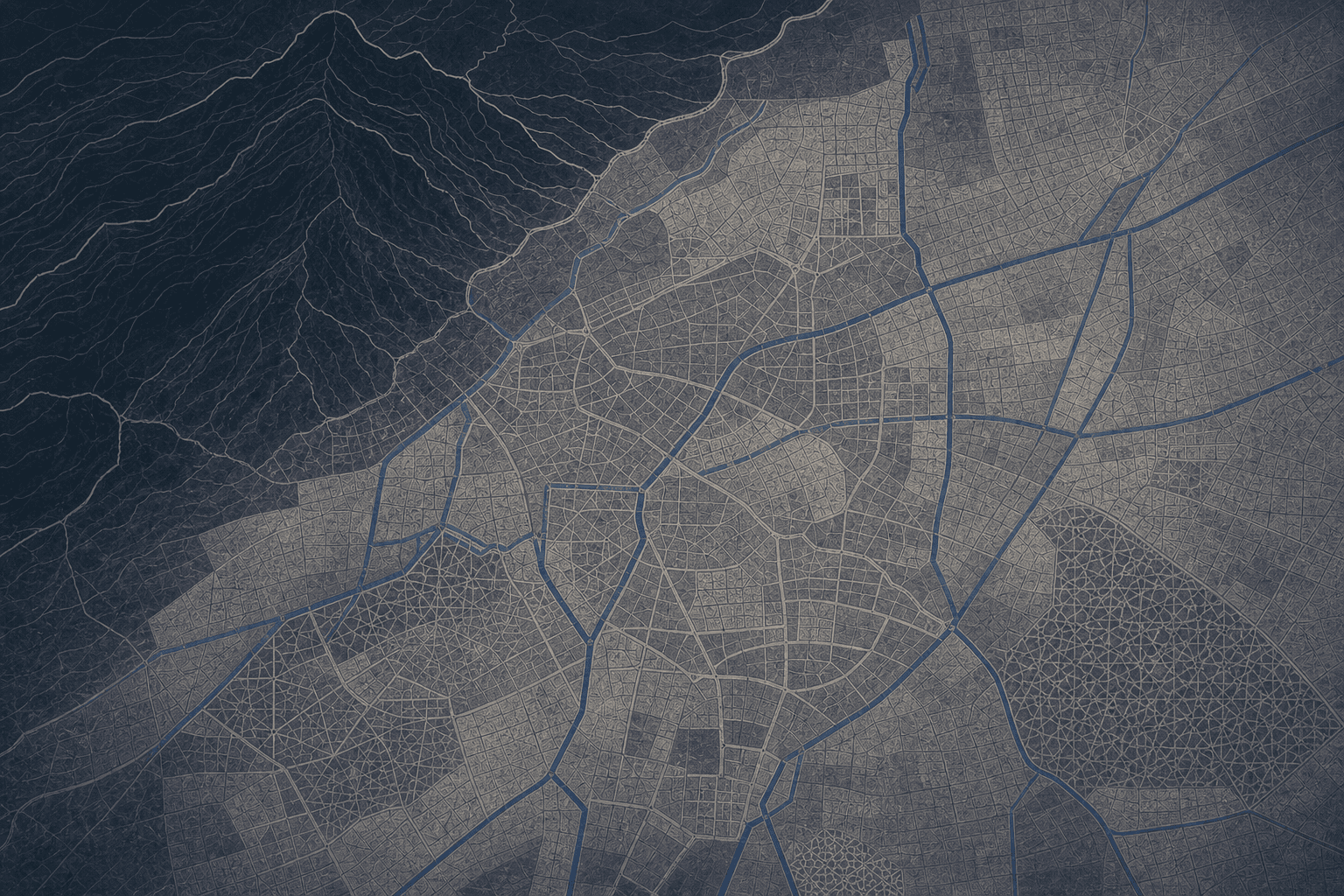 Drawn editorial atlas of Damascus and Mount Qasioun